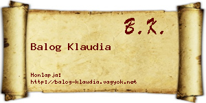 Balog Klaudia névjegykártya